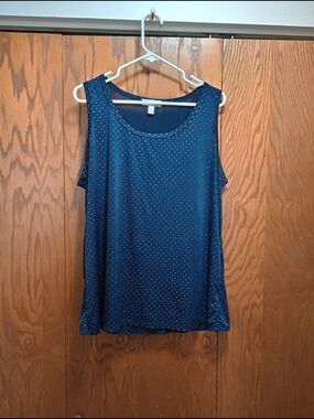 dressbarn Navy Polka Dot Sleeveless Tank